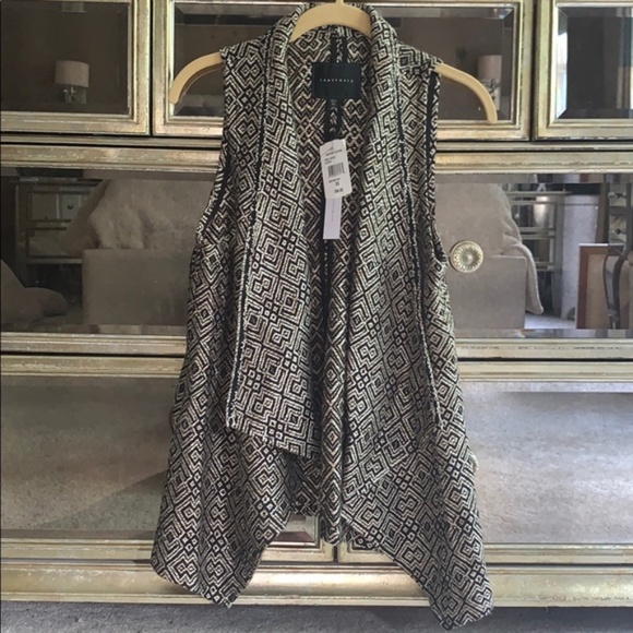 New Anthropologie by Sanctuary Montana Draped Jacquard Jacket Vest - Picture 3 of 5